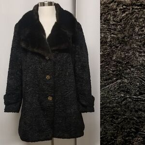 Vintage 70s Retro Faux Fur Persian Lamb Penny Lane Russian Euro Princess Coat Lg